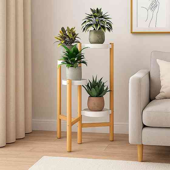 Стеллаж для цветов и растений стойка для горшков растений,цветов на 4 полки цвет под дерево Каменец-Подольский