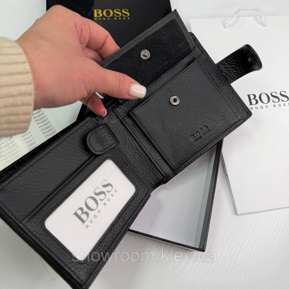Великий шкіряний гаманець на застібці з монетницею Boss (6604) Київ - фото 9