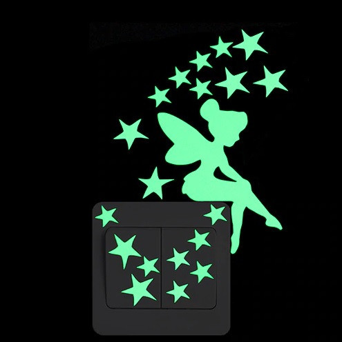 Фосфорная наклейка Фея и звездочки 10 на 10 см салатовый Киев - изображение 1