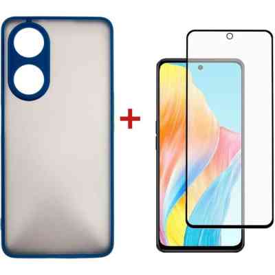 Чехол для мобильного телефона Dengos Kit for OPPO A98 5G case + glass (Blue) (DG-KM-39) Винница