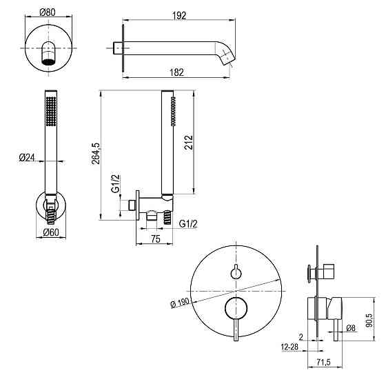Змішувач для ванни вбудований TOPAZ LOFT TLF 32202-H39-C Київ