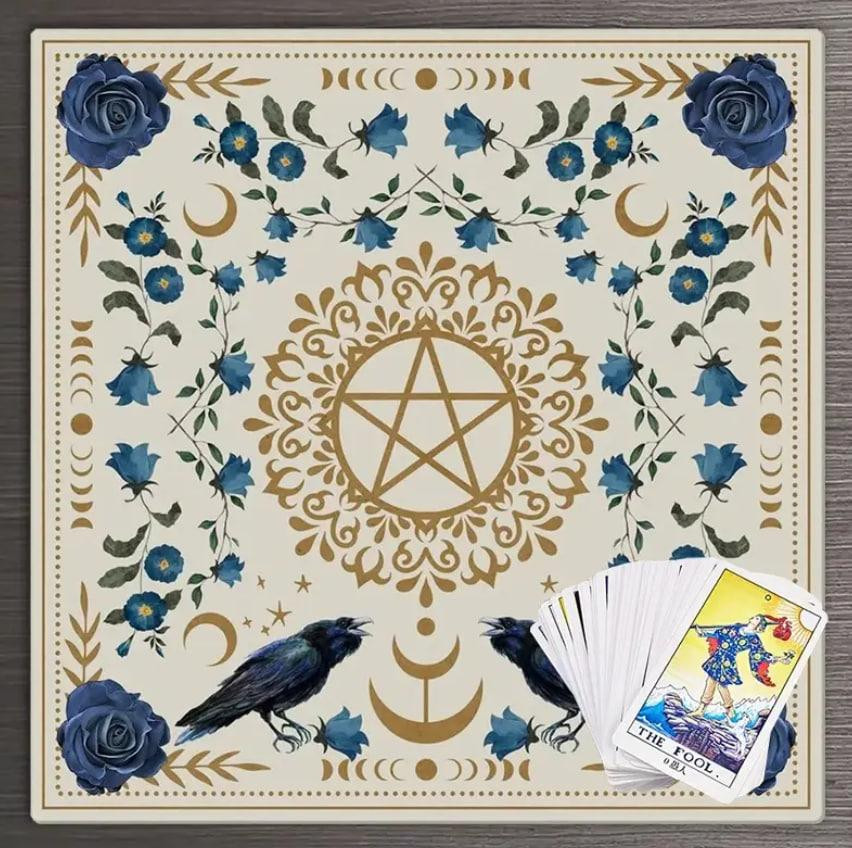 Алтарная скатерть для карт Таро и Рун. Скатерть для гадания с изображением Ворона и пентаграммы 49*4 Киев - изображение 1