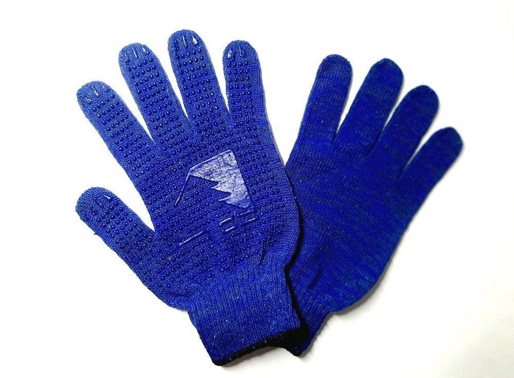 Строительные перчатки рабочие хлопок синяя с пвх покрытием Павлоград - изображение 1