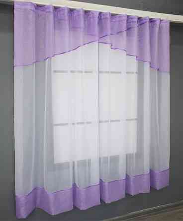 Кухонная занавеска VR-Textil № 078к сиреневый с белым 280х170 см (52-0783) Киев