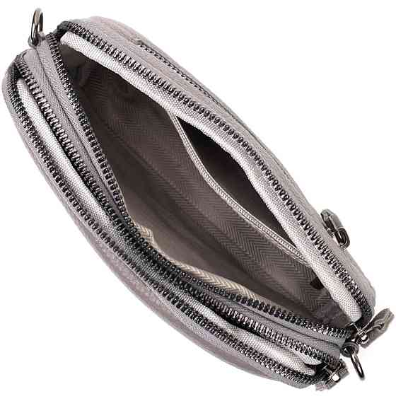 Сумка жіноча на два відділення з натуральної шкіри Vintage 22278 Сіра Київ