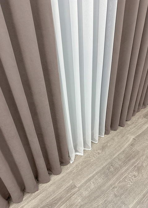 Шторная ткань микровелюр Petek цвет какао 1825ш Киев - изображение 6