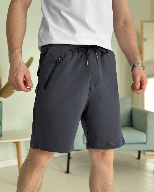 Лёгкие однотонные летние мужские шорты тёмно-серые Pobedov Griz Киев - изображение 4