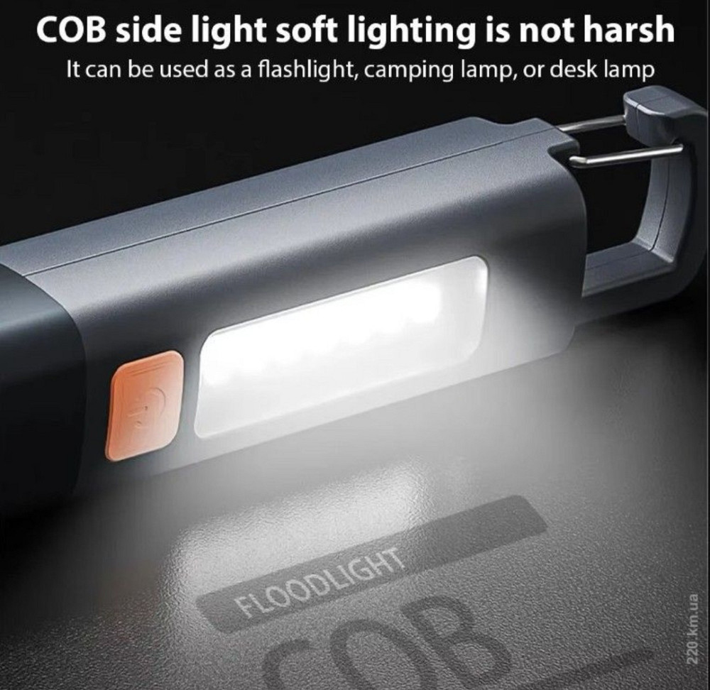 Фонарик Strong Lighting ABS с USB зарядкой, телескопическим фокусом и боковой лампой Киев - изображение 3