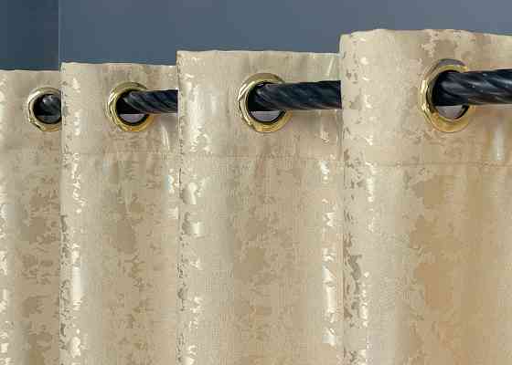 Комплект штор на люверсах VR-Textil Льон мармур Pavliani ХО № 1909ш Кремовий 150х250 см 2 шт (37-0320) Київ