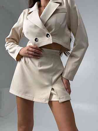 Жіночий стильний діловий костюм-двійка з костюма Бежевий, 46/48 Одеса