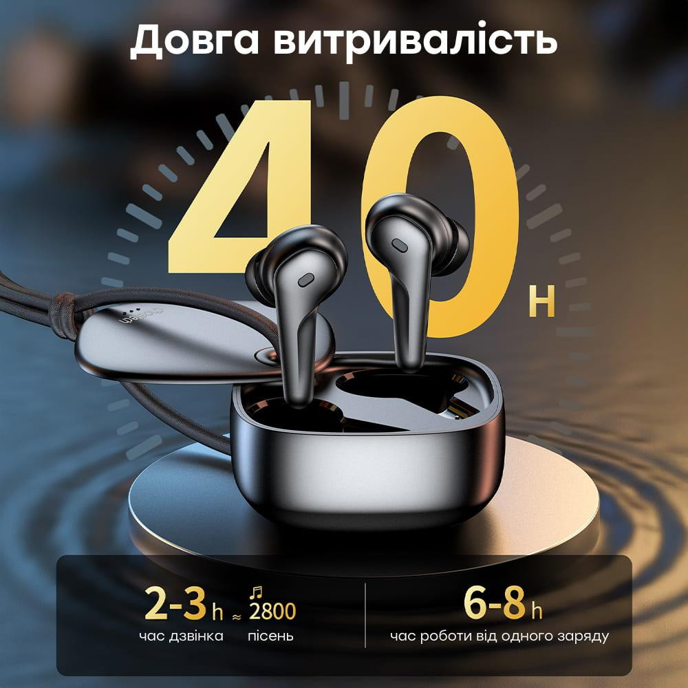 Бездротові навушники Choetech BH-T17 Black TWS, Bluetooth 5.4, ANC+ENC (43-00136) Киев - изображение 12