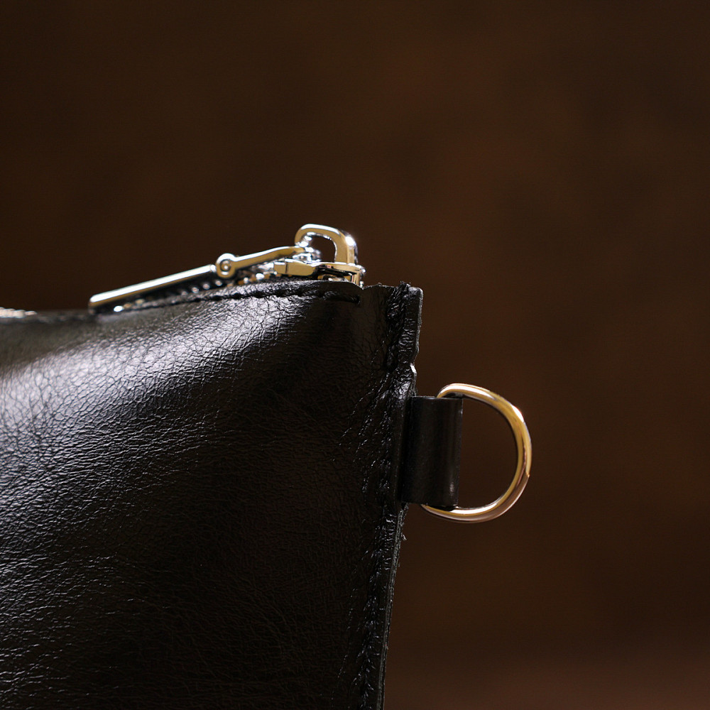 Удобная кожаная косметичка Черный (SHVIGEL) Киев - изображение 4