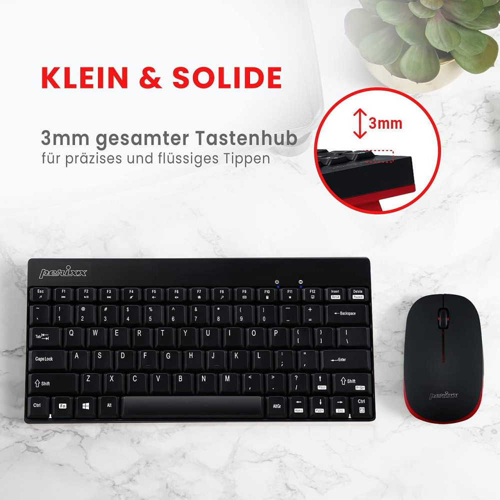 Набор клавиатура и мышь Perixx Periduo-712/804 черный беспроводной 2.4GHz QWERTZ nano‑ресивер 1000 DPI мини Киев - изображение 7