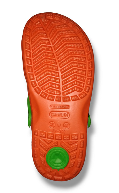 Кроксы оранжевые с зелёной стелькой 36/37 23,5 см Одесса - изображение 4
