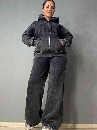 Костюм жіночий Joy One 2166-11 утеплений варений худі зі штанами палаццо чорний, чорний, M Київ