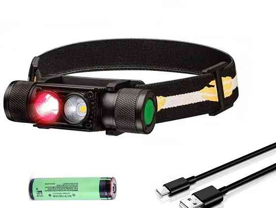 Налобный фонарь Boruit H02B-Red (белый + красный свет) с аккумулятором 2200мАч Киев