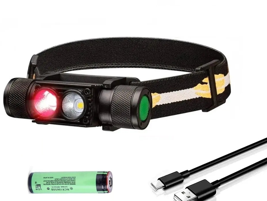 Налобный фонарь Boruit H02B-Red (белый + красный свет) с аккумулятором 2200мАч Киев - изображение 1