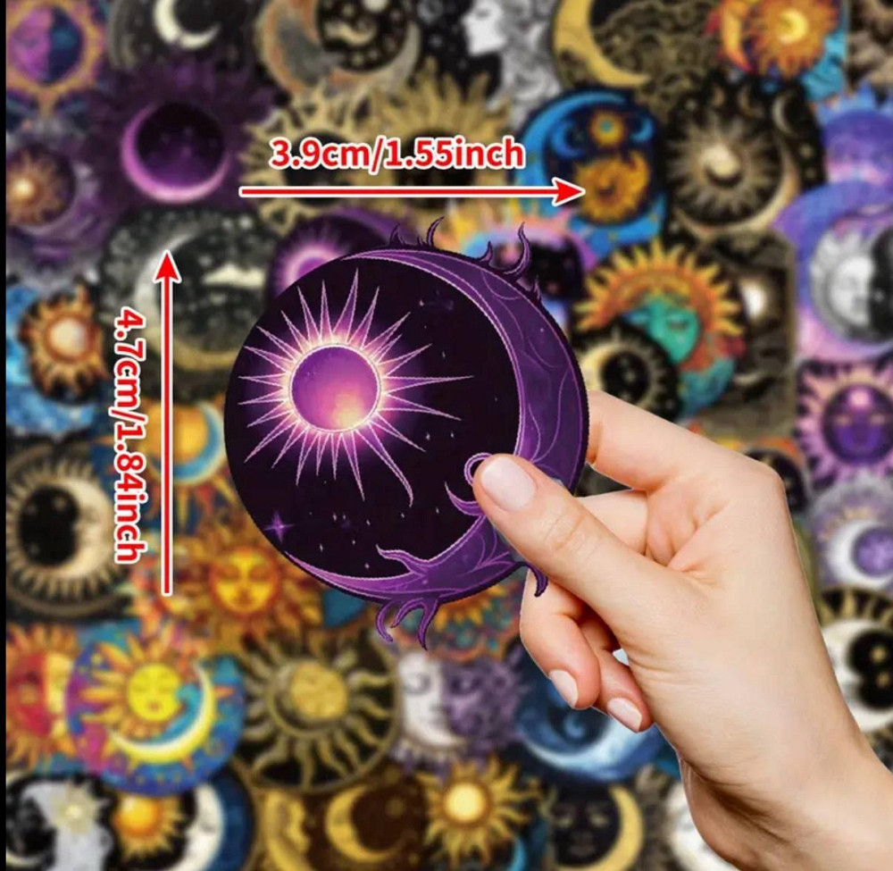 Астрологічні наклейки, вінілові наклейки Місяць та Сонце. Водонепроникні естетичні наклейки, 50 штук Київ - фото 5