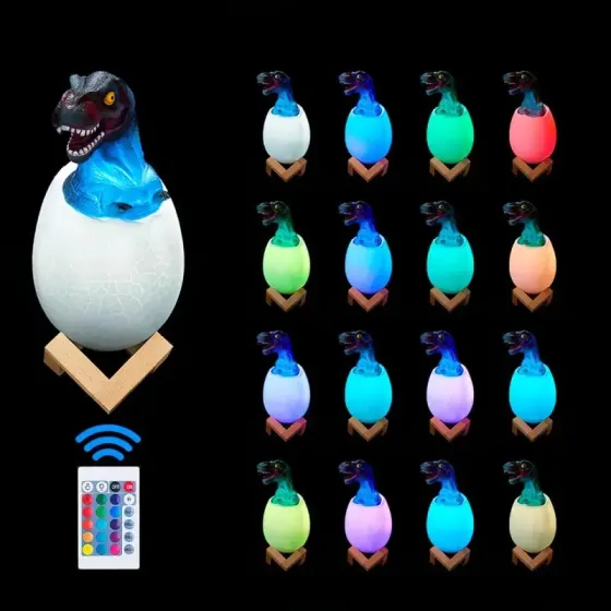 Детский светильник SUNROZ 3D Dinosaur Lamp лампа-ночник "Динозаврик в яйце" с пультом ДУ Коломия