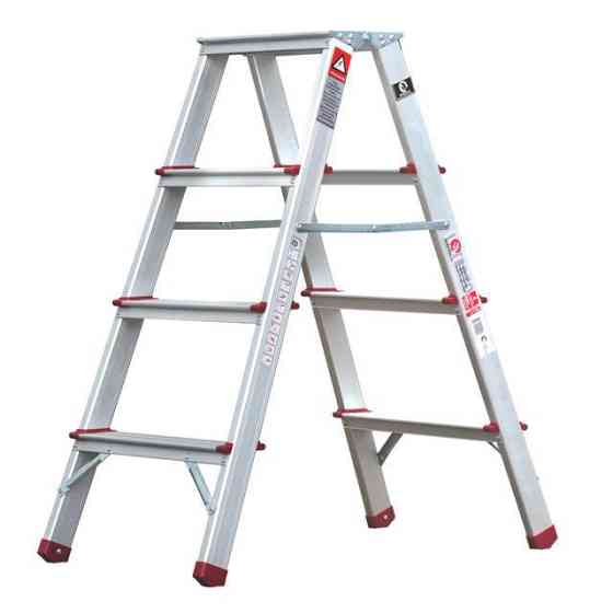 Драбина алюмінієва двостороння, 4 сходинки, висота: 876 мм, 150 кг INTERTOOL LT-1104 Київ
