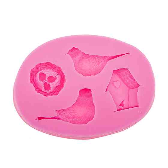 Силиконовый молд Птицы и гнездо 95 на 71 мм розовый Киев