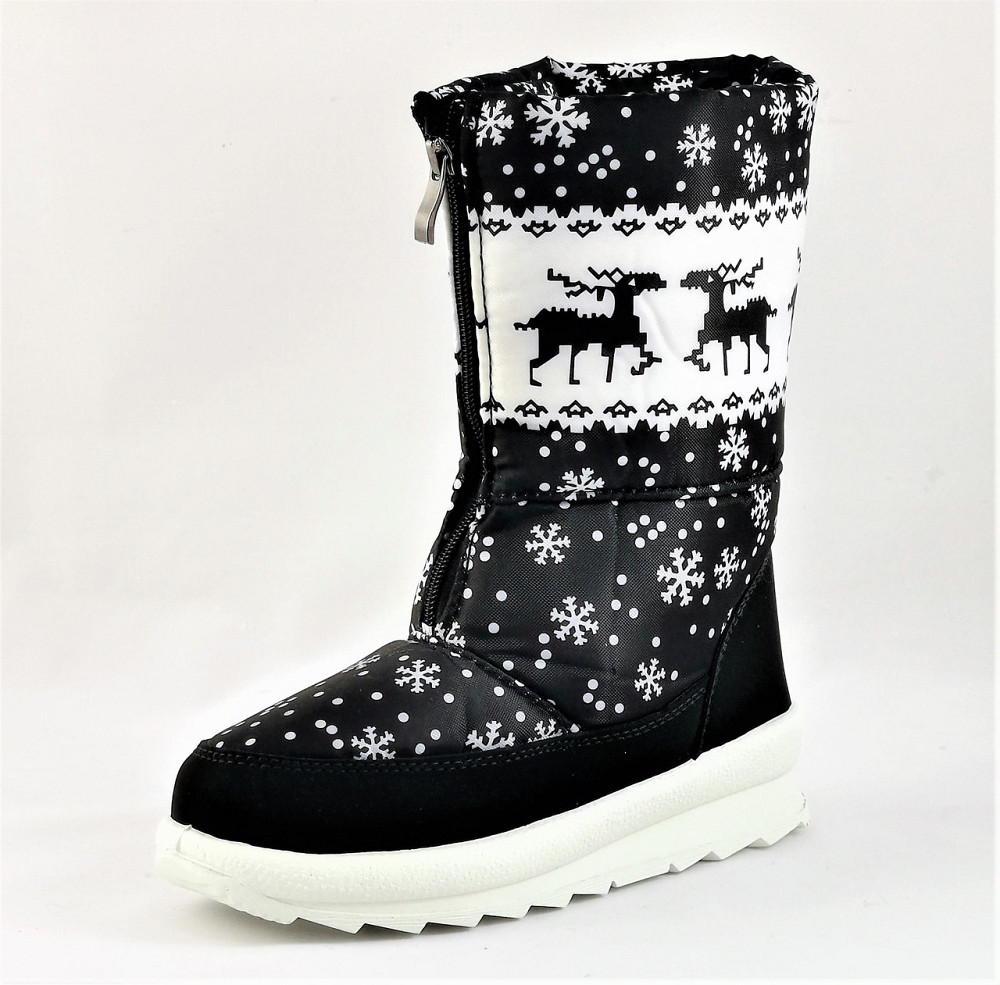 Зимові жіночі Дутики Чоботи на Хуху Теплі Чорні з Оленами (розміри: 37,38,39,40) Дніпро - фото 8