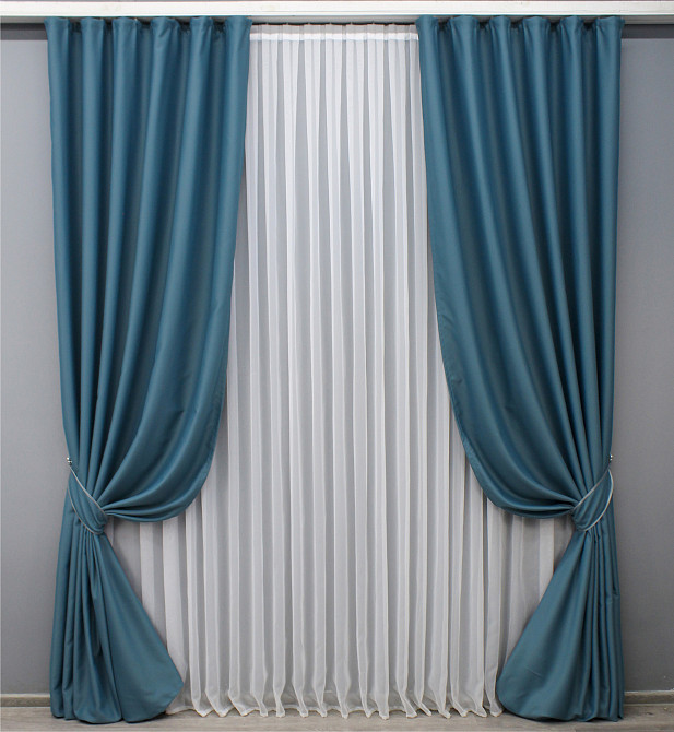 Комплект готовых штор VR-Textil Блэкаут Midnight № 1675ш Синий 100х270 см 2 шт (31-0032) Киев - изображение 2