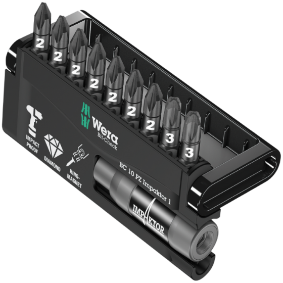 Набір ударних біт PZ Wera Bit-Check 10 PZ Impaktor 1 з алмазним покриттям 10шт. 05057684001 Одеса