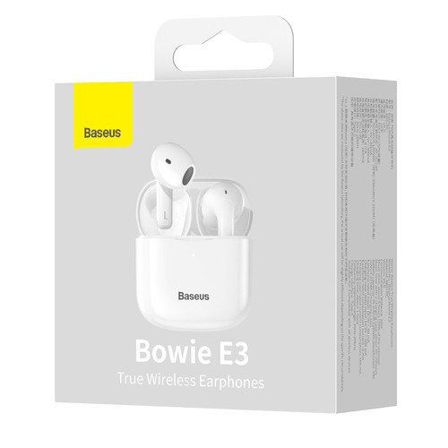 Бездротові Bluetooth навушники Baseus Bowie E3 TWS з вбудованим мікрофоном NGTW080002 (Білі) Миколаїв - фото 10
