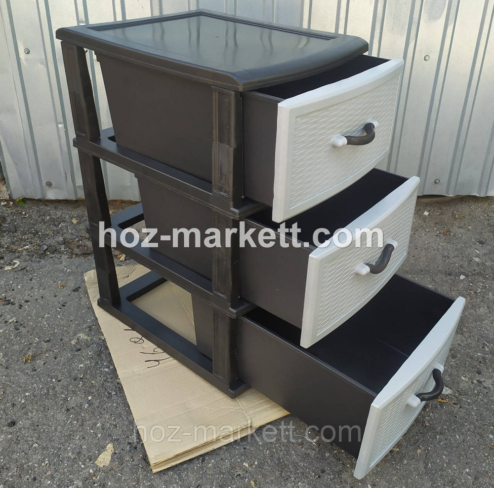 Комод пластиковый Стиль серый на 3 ящика производство Украина Харьков - изображение 3