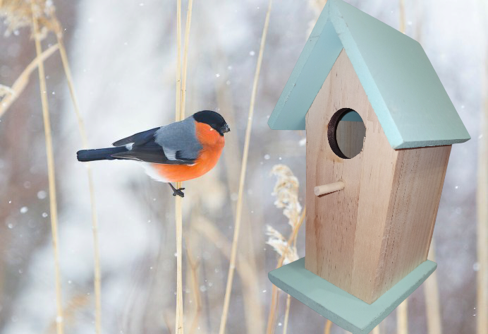 Дерев'яний будиночок для птахів з навісом 20х12,2х12,2 см з підвісним кріпленням Німеччина бірюзовій Київ - фото 7