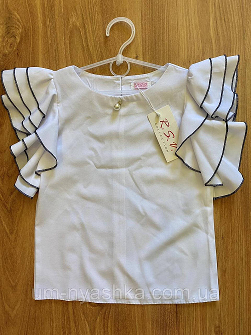 Гарна шкільна блузка з коротким рукавом 128-152 Кривий Ріг - фото 1
