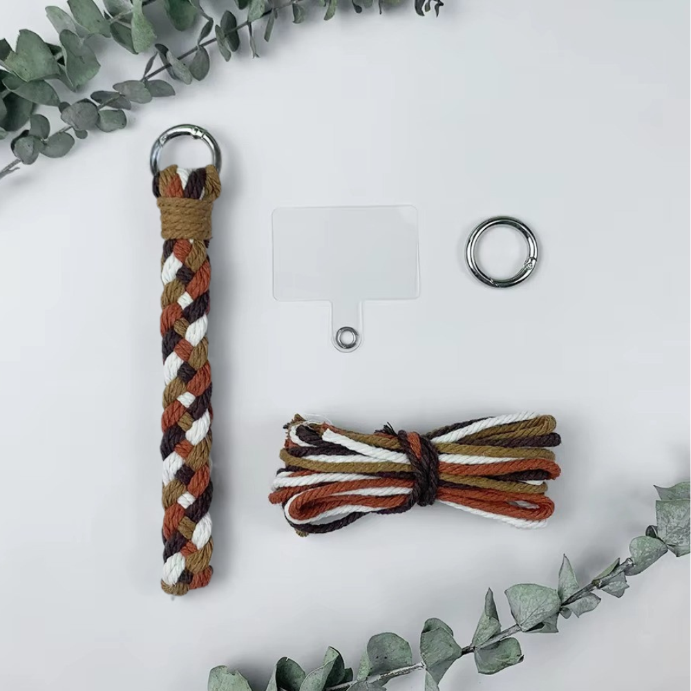 Набір макраме для в'язання і плетіння брелока «Косичка» для ключів колір білий, помаранчевий, 2 відтінки коричневого Кам'янець-Подільський - фото 1