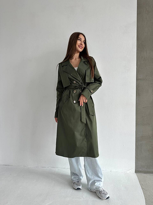 Жіночий трендовий стильний тренч  щільна котон-парка Хакі Одеса - фото 1