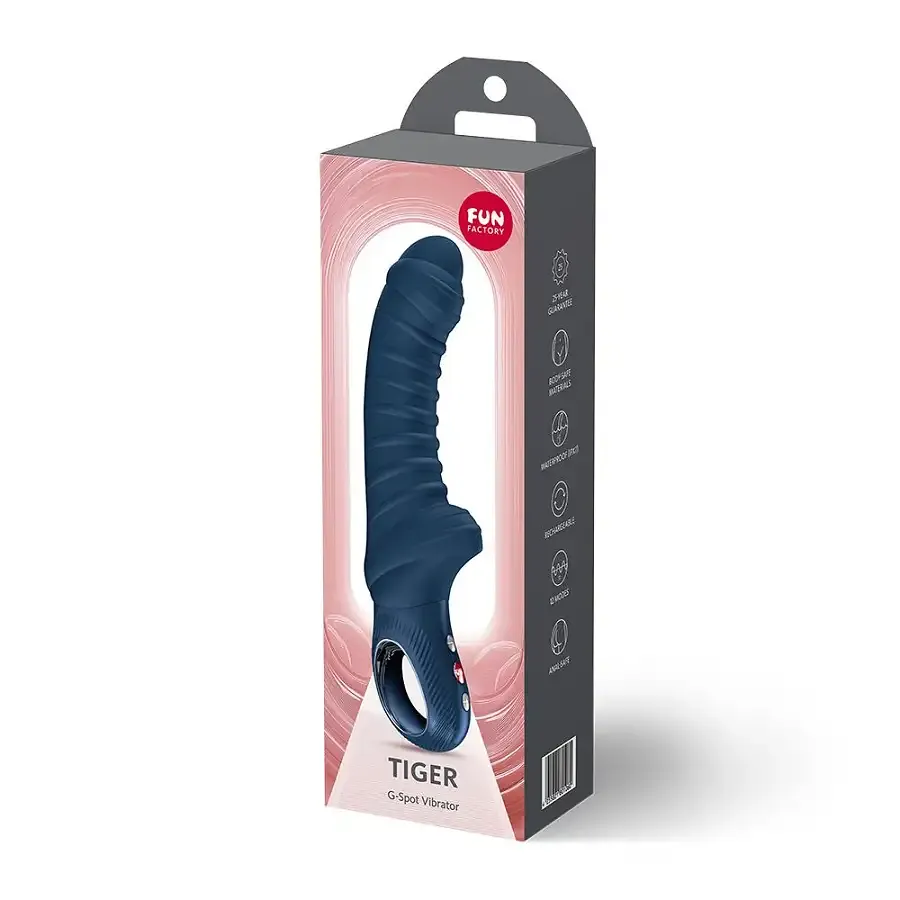 Вібратор для точки G Fun Factory TIGER Nightblue, ребристий, підходить для анальної стимуляції Львів - фото 5