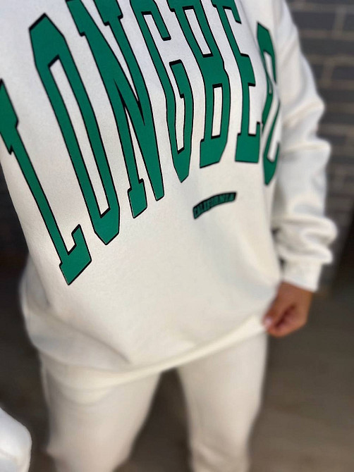 Костюм женский Quzen 399-488 спортивный утепленный свитшот с надписью оверсайз и брюки на резинке белый, белый, S Киев - изображение 14