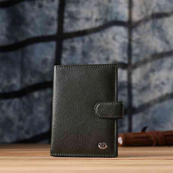 Оригінальна обкладинка на документи унісекс із натуральної шкіри Зелений (ST Leather) Київ