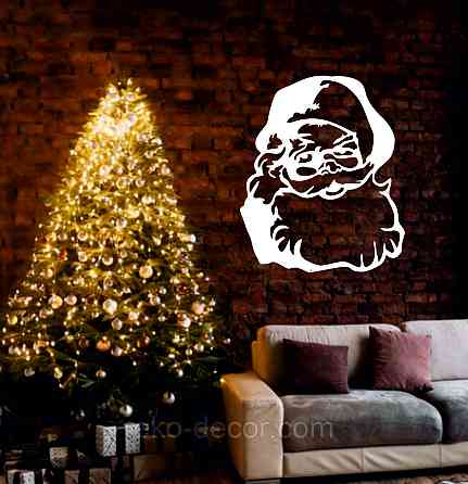 Декоративное настенное Панно «Дед Мороз», Декор на стену 70*58 см, Белый Киев