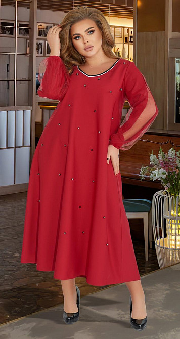 Довге плаття з перлами та гарними рукавами великого розміру (56) Київ - фото 5