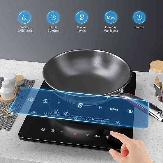 Индукционная плита IsEasy Hob 2100W Черная 9 уровней сенсорная LED портативная 1 конфорка Киев