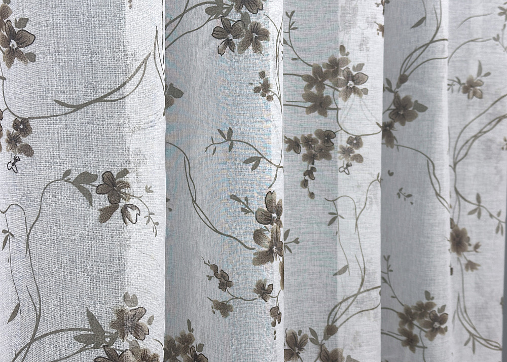 Тюль батист, колекція «Flora» колір білий з коричневим принтом 1532т Київ - фото 2