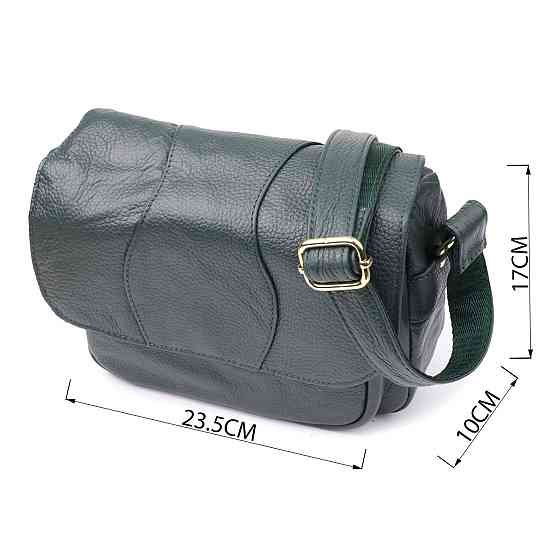 Повседневная женская сумка из натуральной кожи Vintage 22970 Зеленый Киев