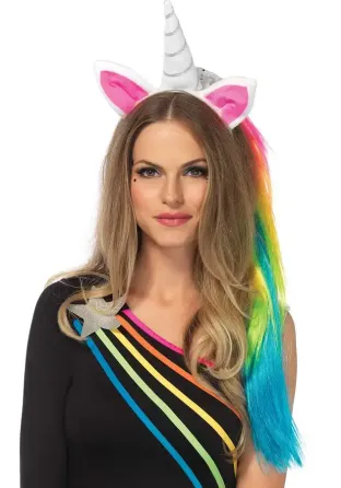 Обруч ріг єдинорога Leg Avenue Magical Unicorn Headband, з райдужною гривою Львів