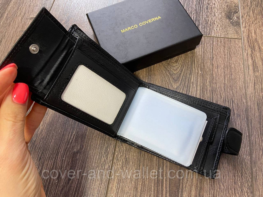 Мужской кожаный портмоне с визитницей на кнопке Marco Coverna M 111 Киев - изображение 3
