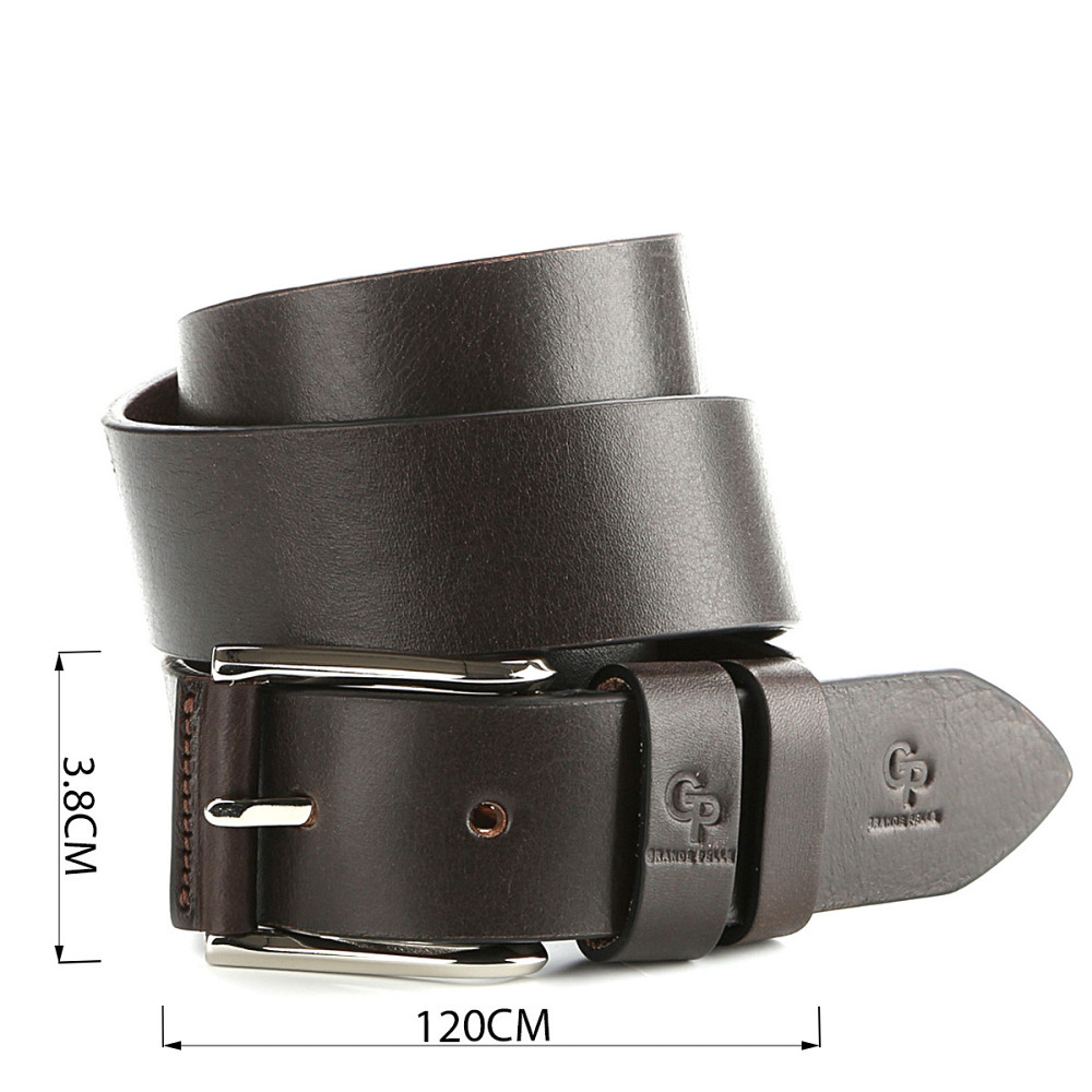 Ексклюзивний чоловічий джинсовий ремінь з натуральної шкіри GRANDE PELLE 00910 Коричневий Київ - фото 3