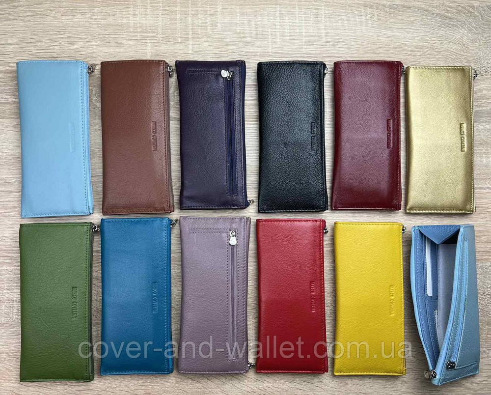 Тонкий желтый женский кошелек из натуральной кожи на молнии Marco Coverna Киев - изображение 7