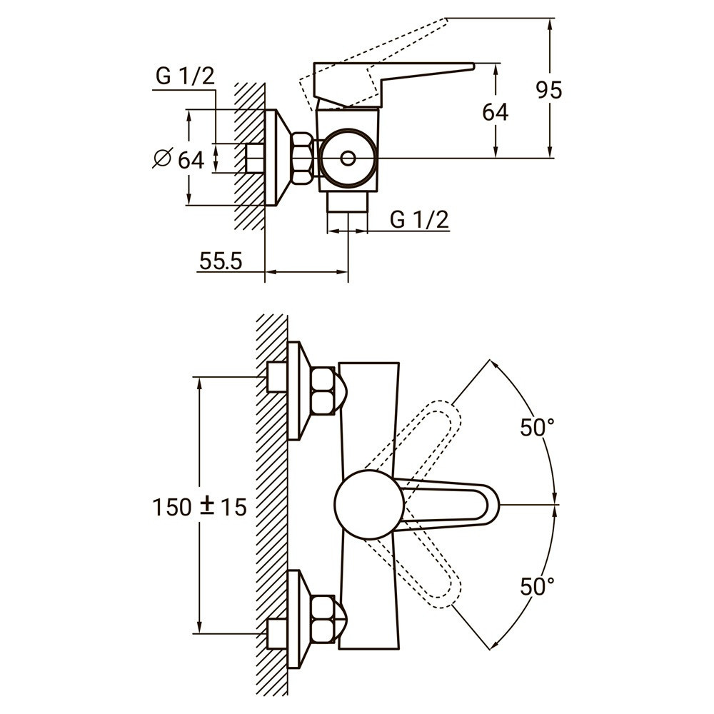 Змішувач HL Ø35 для душу AQUATICA HL-1D130C (9734300) Київ - фото 2