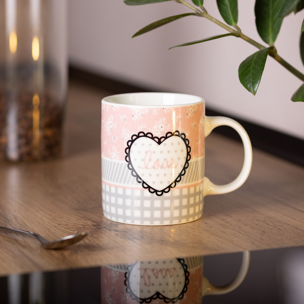 Чашка порцелянова 400 (мл) чашка для кави та чаю з написом та серцем Lugi RX-N240143GRE Київ - фото 4