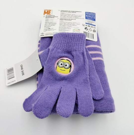 Детский комплект шапка перчатки бафф с миньонами one size фиолетовый Киев - изображение 2