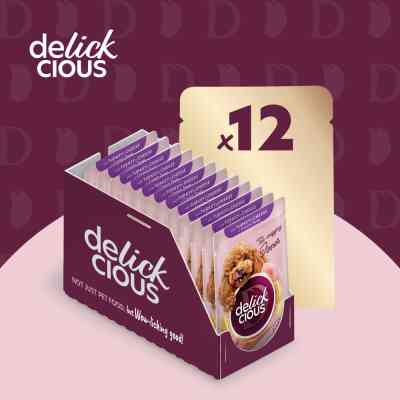 Вологий корм для собак Delickcious Смужки з індичкою та сиром в крем-супі 85 г (4820269141810) Вінниця